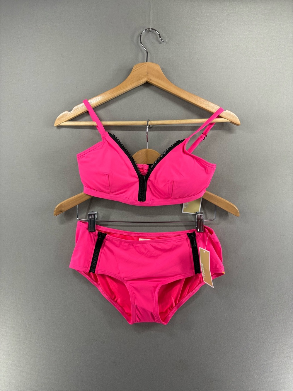 Michael Kors Zippered Women's Bikini Neon Pink Nwt Sporty Hipster Comfy XSmall